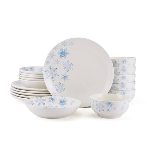 Studio Nova Winter Snowflakes 18pc Dinnerware Set, Porc, Serv for 6 - 16-pc