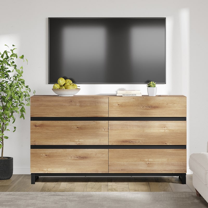 WAMPAT Modern TV Stand for TVs up to 110 inch, Entertainment Center with Drawers , Wood Media TV Console for Living Room