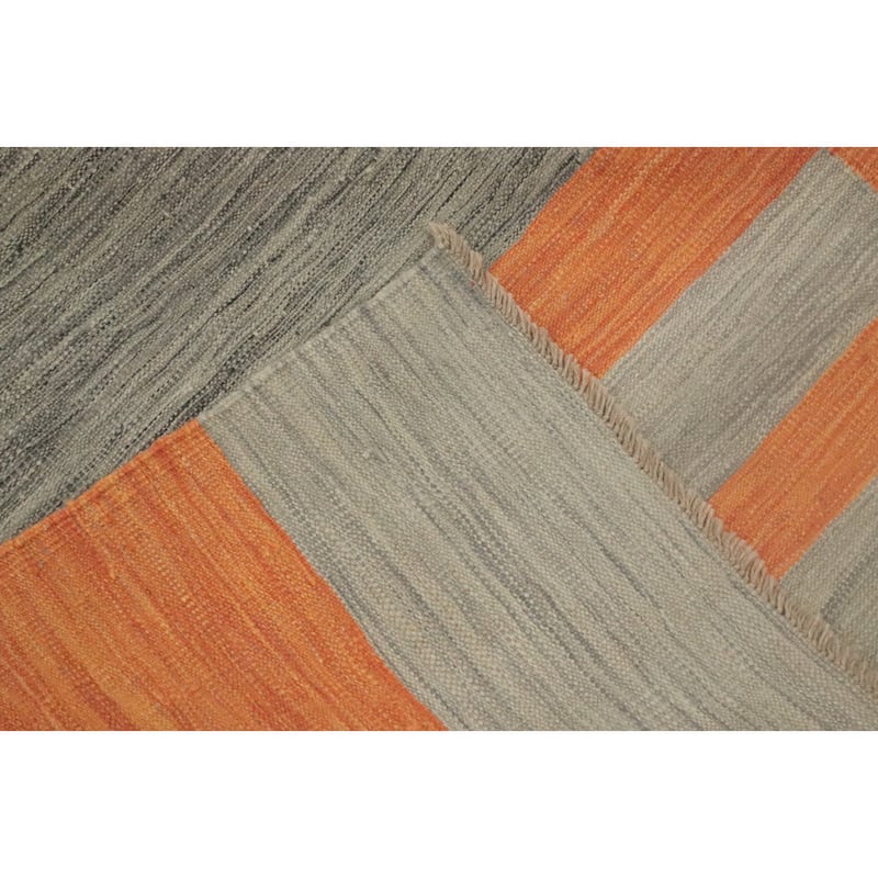 Hand Woven Oriental 100% Wool Carpet Southwestern Tribal Greys & Charcoal Kilim Area Rug - 13' 0'' X 9' 11''