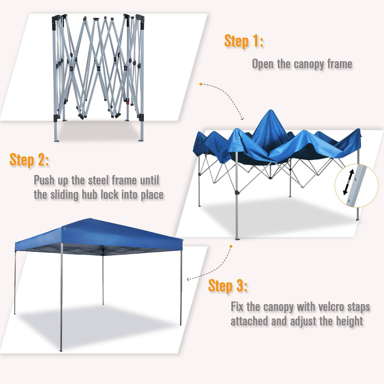 PHI VILLA 10 x 10ft Portable Pop Up Canopy Event & Party Tent, 100 Sq