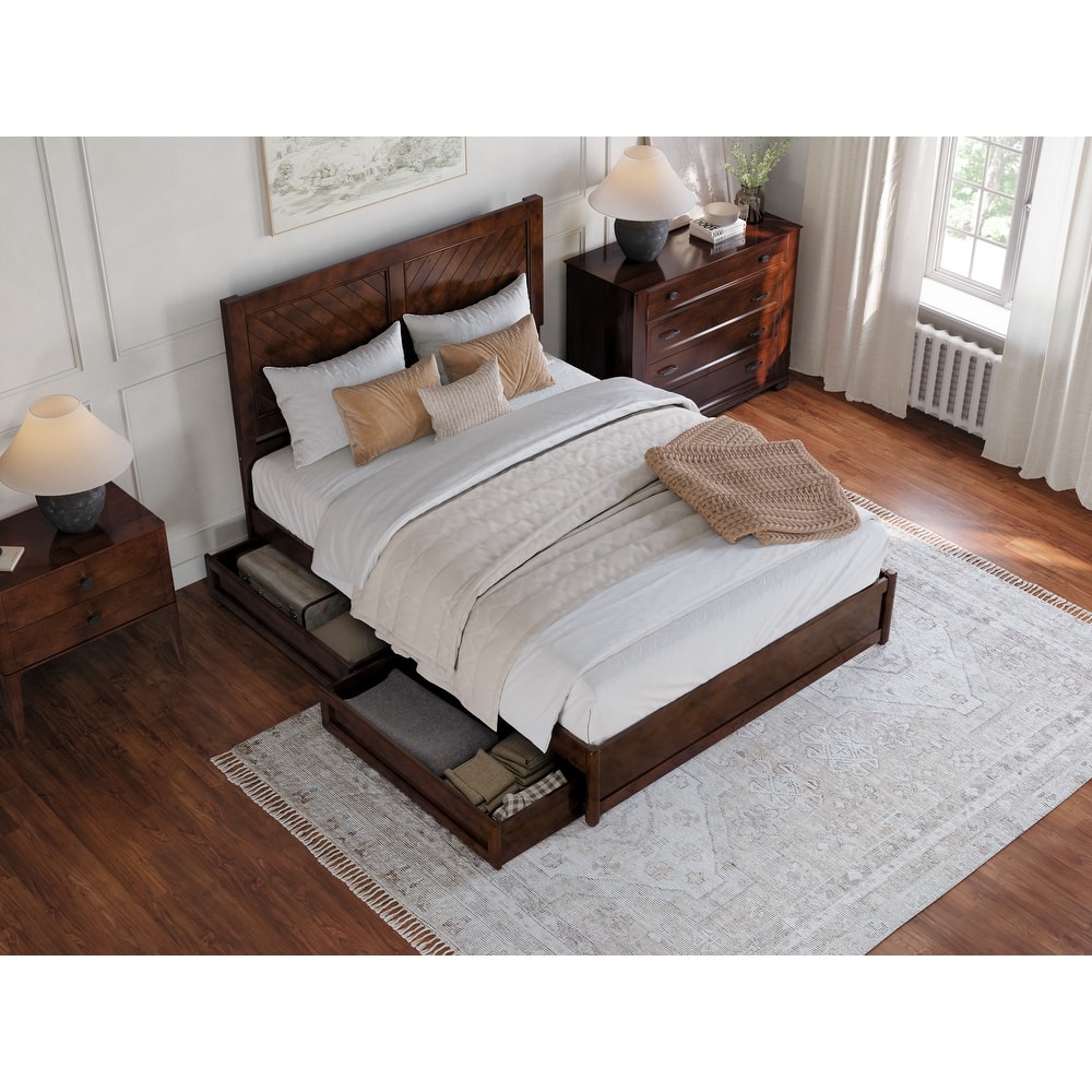 Clayton Platform Bed with Panel Footboard and Storage Drawers