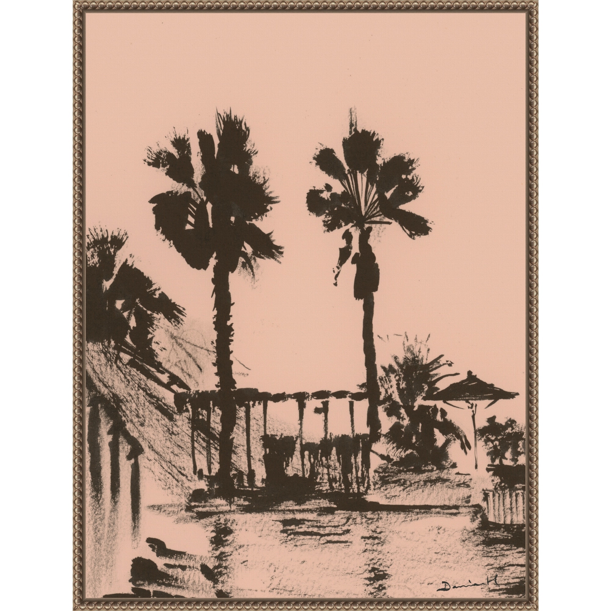 Holiday by Dan Hobday Framed Canvas Wall Art Print - Sylvie Beaded Bronze
