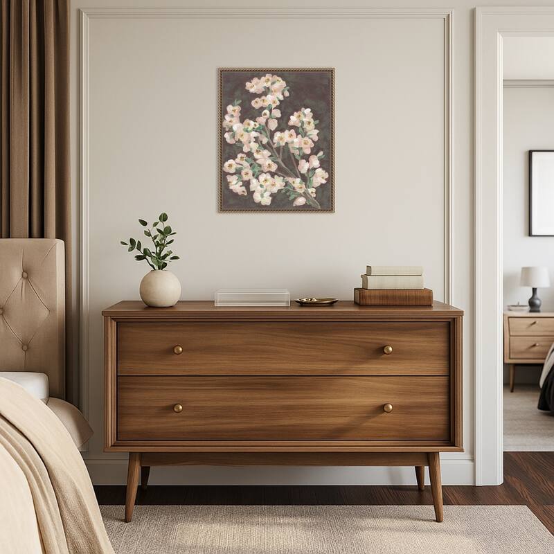 Branch on Burgundy No. 2 by June Erica Vess Framed Canvas Wall Art Print