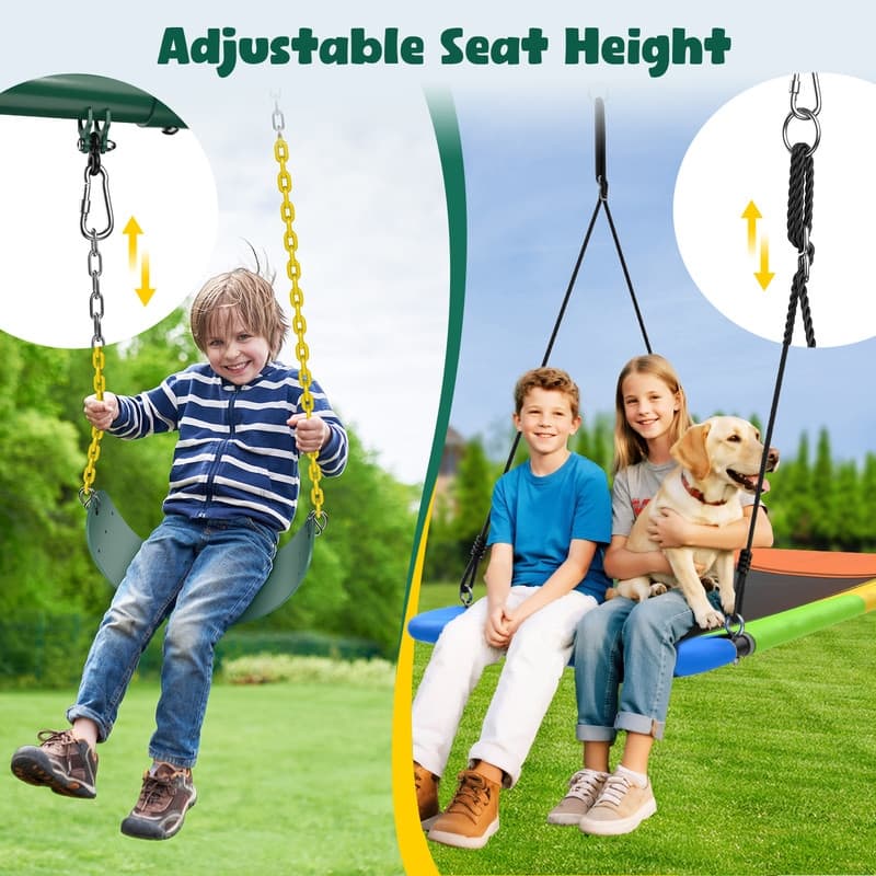 Hapfan 600lbs Heavy Duty Swing Set with 1 Platform Swing, 2 Belt Swings for Outdoor Backyard