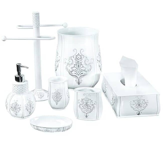 Creative Scents Vintage White Elegant Bathroom Trash Can