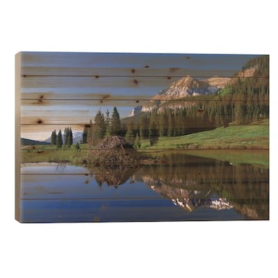 Gothic Mountain And Beaver Lodge, Near Crested Butte, Colorado Print On Wood by Tim Fitzharris - Multi-Color