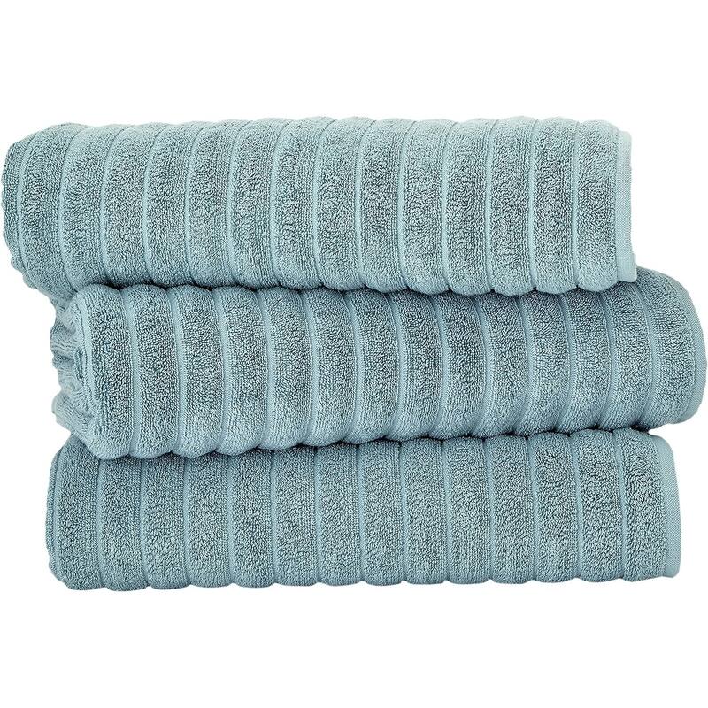 Classic Turkish Towels Plush Ribbed Cotton Luxurious Bath Sheets (Set of 3) 40x65" - 40x65 - SPA Green