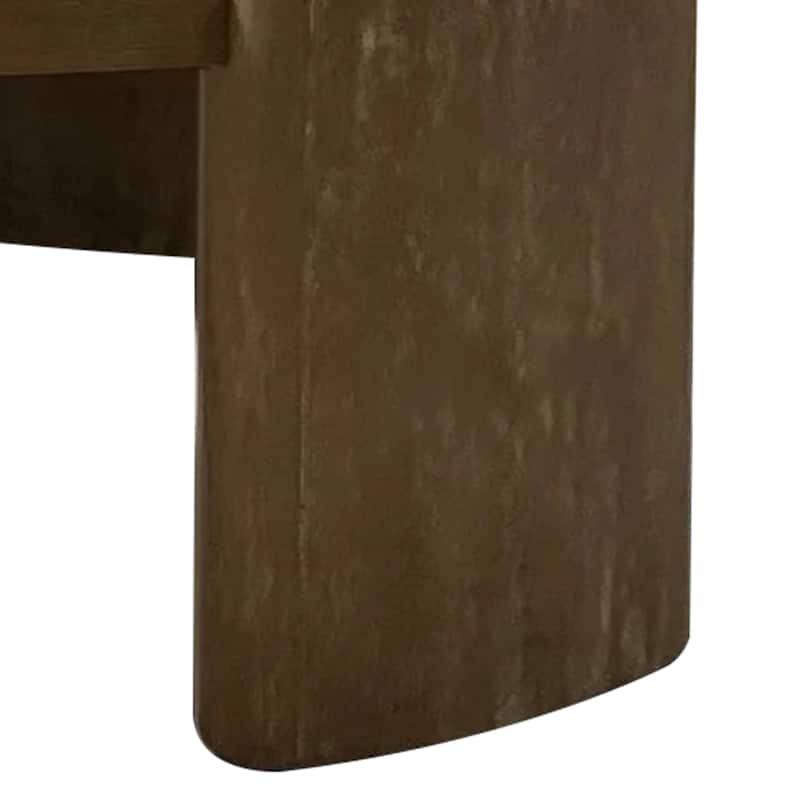 Timore Cocktail Coffee Table, Round 42 Inch Oak Brown Wood Top, Plinth Base