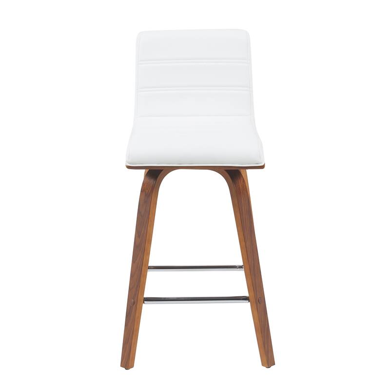 Skara Mid-Century Swivel Counter Stool, Upholstered Counter Height Chair with Bentwood Legs