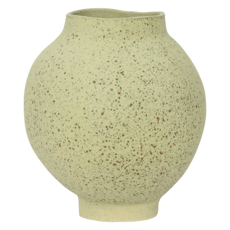Speckled Round Ceramic Vase - 8.5" - Pale Green