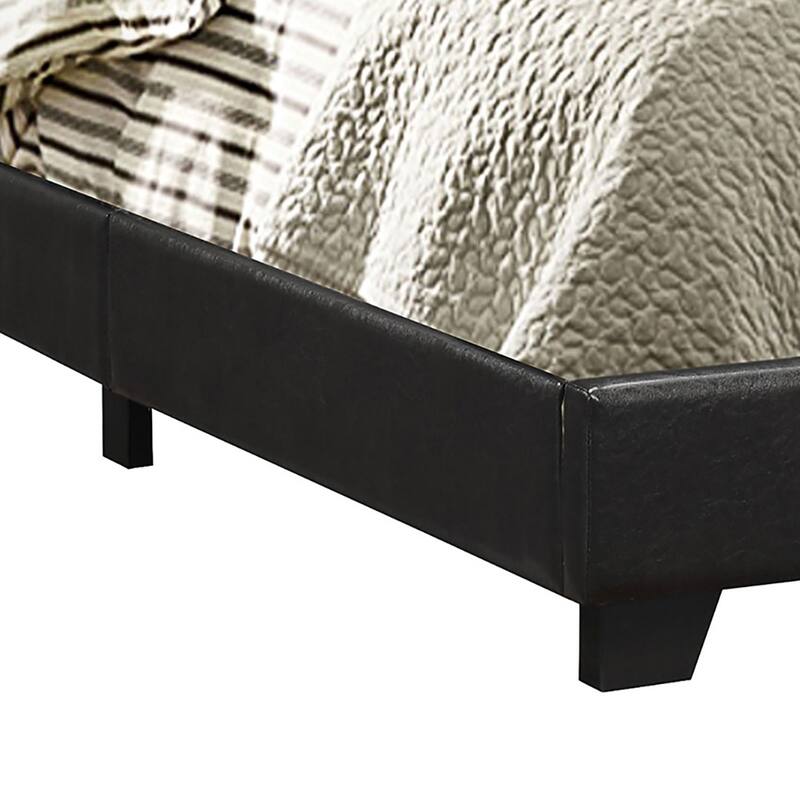 Black Upholstered Panel Eastern King Bed with Solid Wood Legs