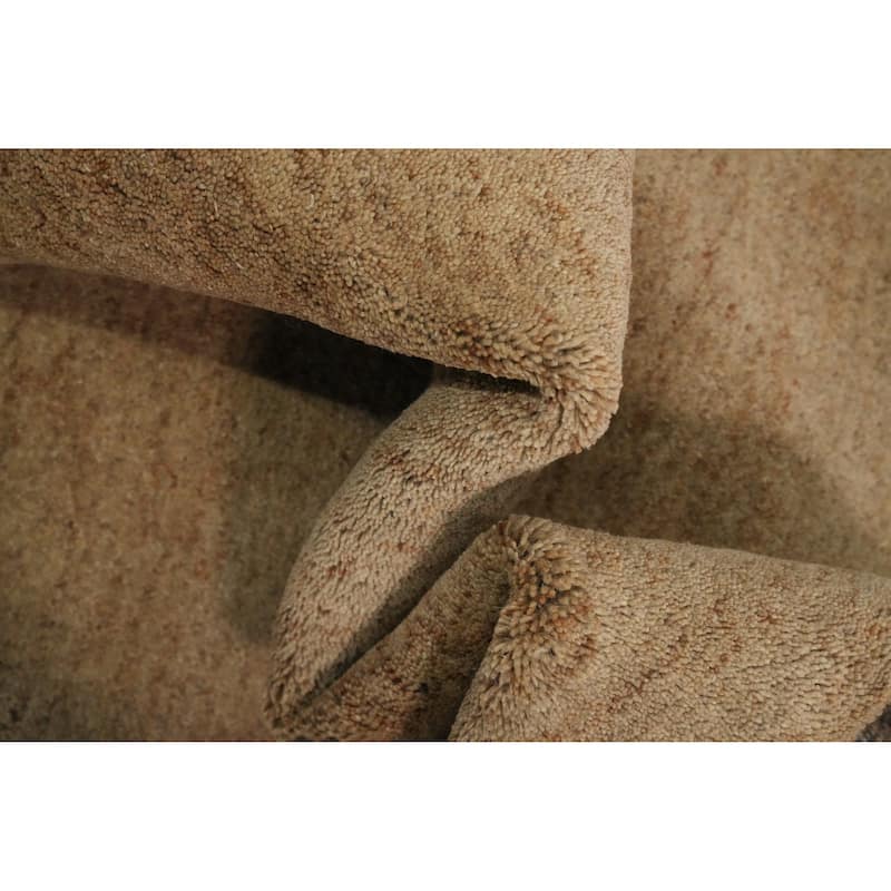 Hand Knotted Oriental 100% Wool Carpet Modern Solid Brown Gabbeh Area Rug - 9' 6'' X 6' 4''