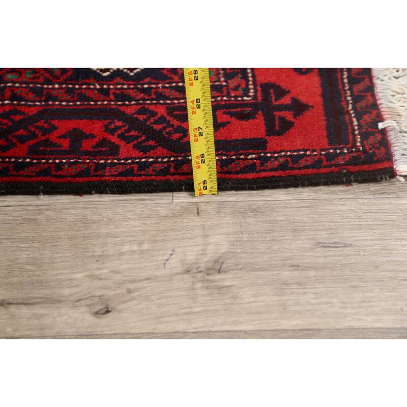 Decorative Geometric Balouch Persian Area Rug Hand-knotted Wool Carpet - 3'4" x 6'4"