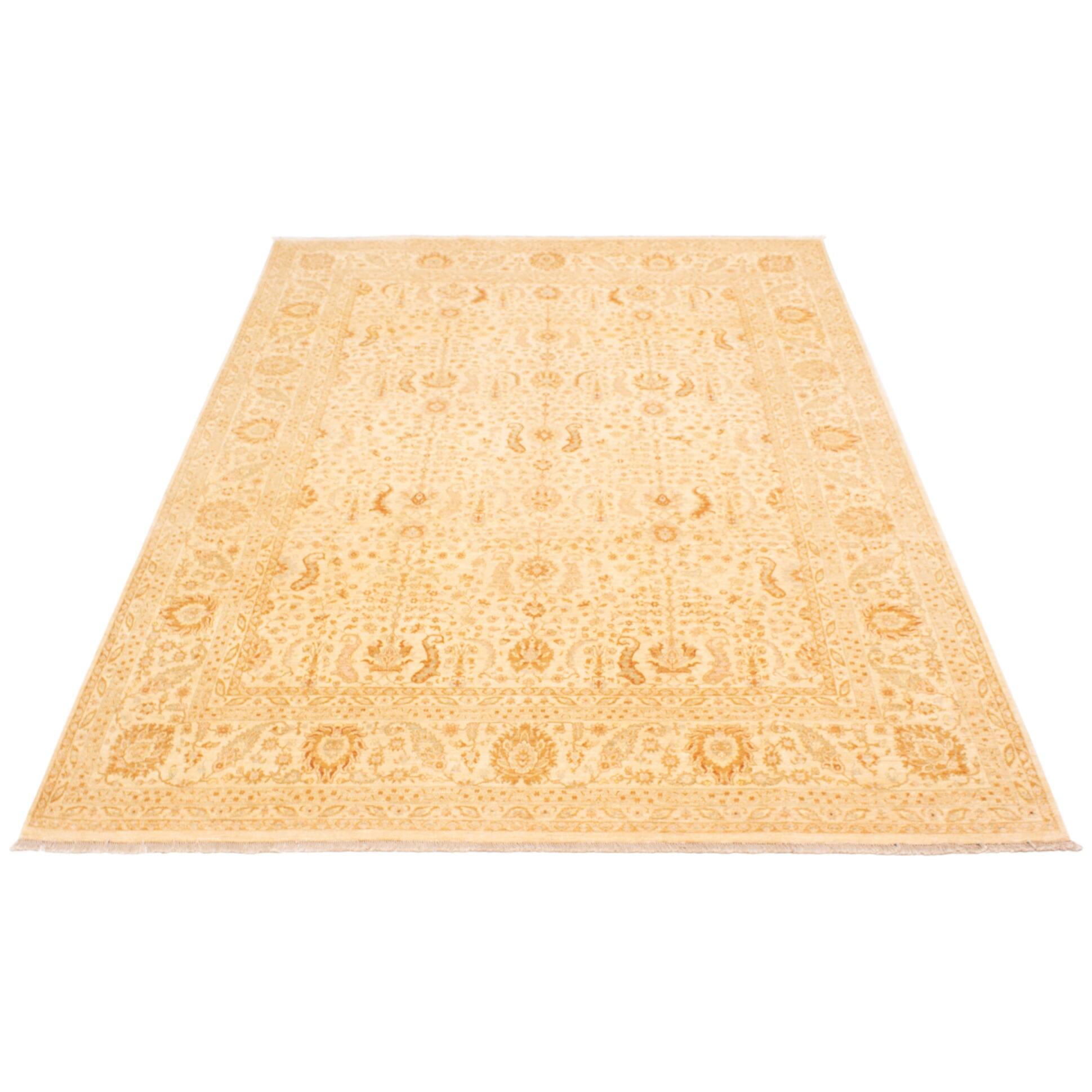ECARPETGALLERY Handknotted Double Knot Ivory Wool Rug 9'0 x 12'2