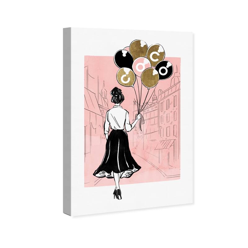 Wynwood Studio Canvas Fashion and Glam Balloons For Her Pink and Light Pink Glam Wall Art Canvas Print
