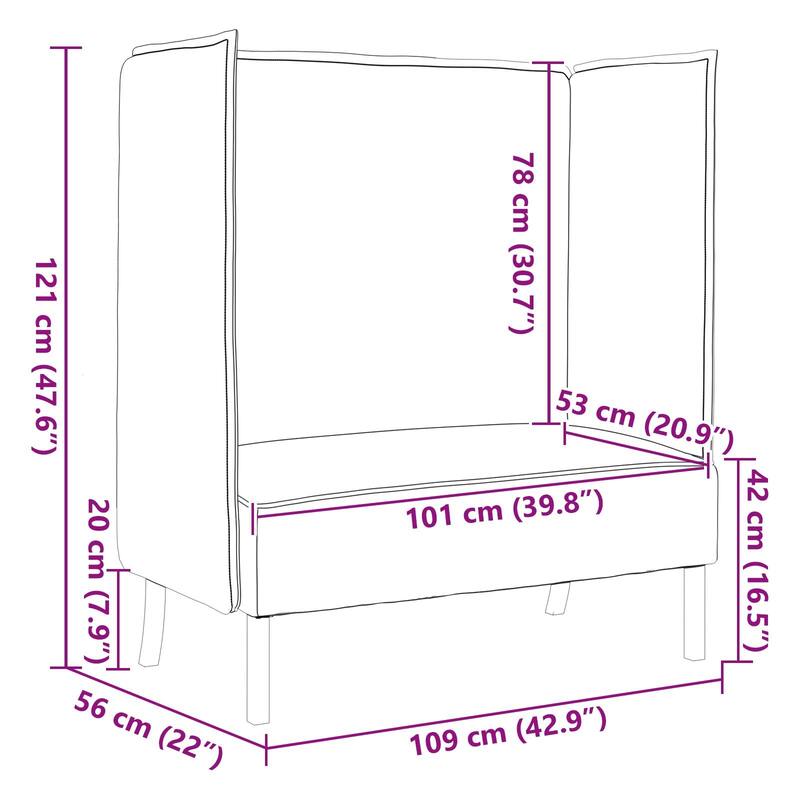 vidaXL Highback Sofa Light Gray 42.9x22x47.6 in Fabric - 42.9 x 22 x 47.6