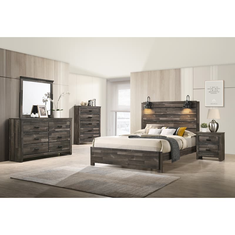 Edyth 3 Piece Brown Platform Bedroom Set - King