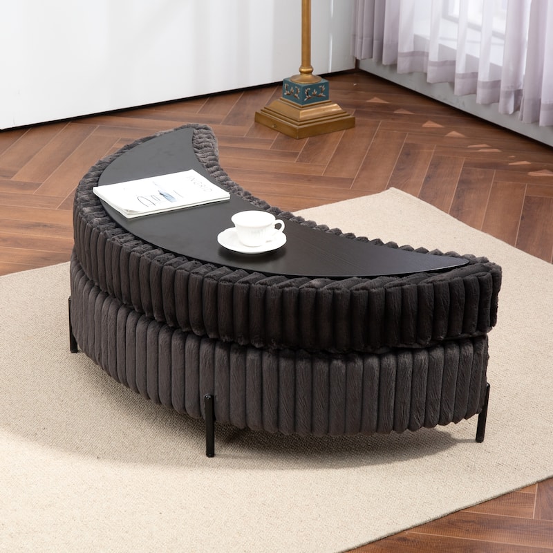 Modern Sofa Chair Round Accent Barrel Chair With 5 Pillows and Storage Ottoman