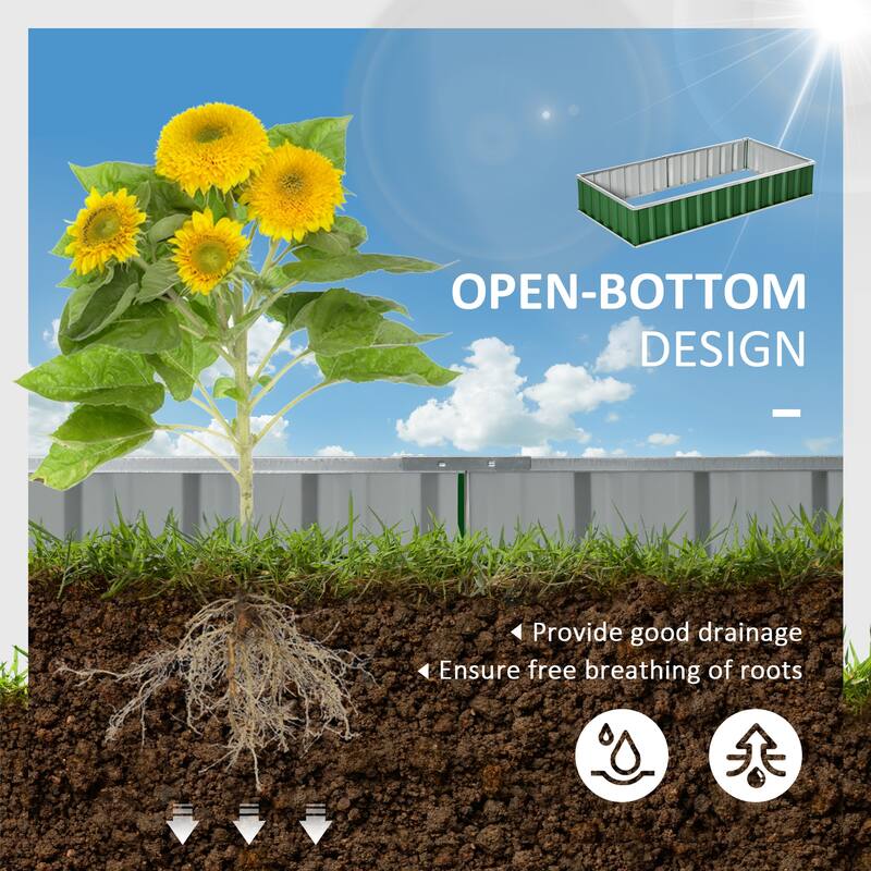 Outsunny 69'' x 36'' Metal Raised Garden Bed, DIY Large Steel Planter Box, No Bottom w/ A Pairs of Glove for Backyard