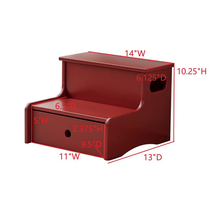 Lylia Collection MDF Wood 2-Step Kids Stool with Storage