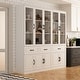 preview thumbnail 64 of 71, 78.7"Modular White Curio Bookcase Cabinet w/Glass Doors Buffet Display