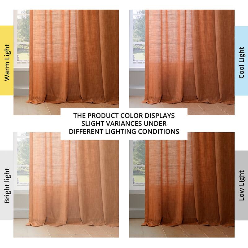 Exclusive Fabrics Rustic Linen Weave Light Filtering Curtains for Bedroom & Living Room Curtains - 2 Panel Drapes