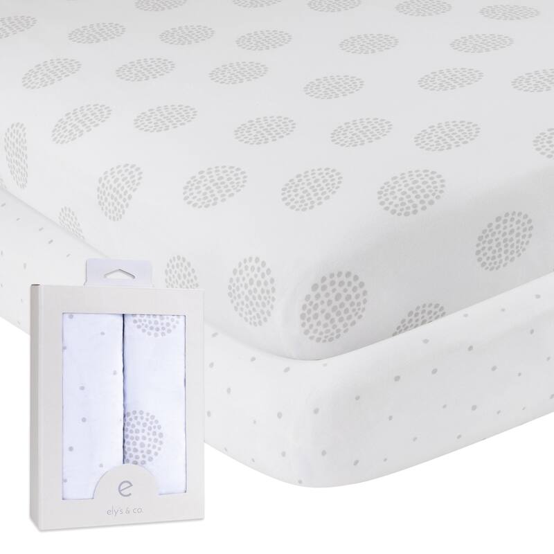 Ely's & Co. Baby Fitted Crib Sheet Set - 2 Pack - 28" x 52" - Grey Dottie