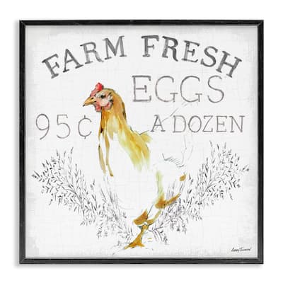 Stupell Chicken Farm Fresh Vintage Sign Watercolor Style Sign Framed Wall Art
