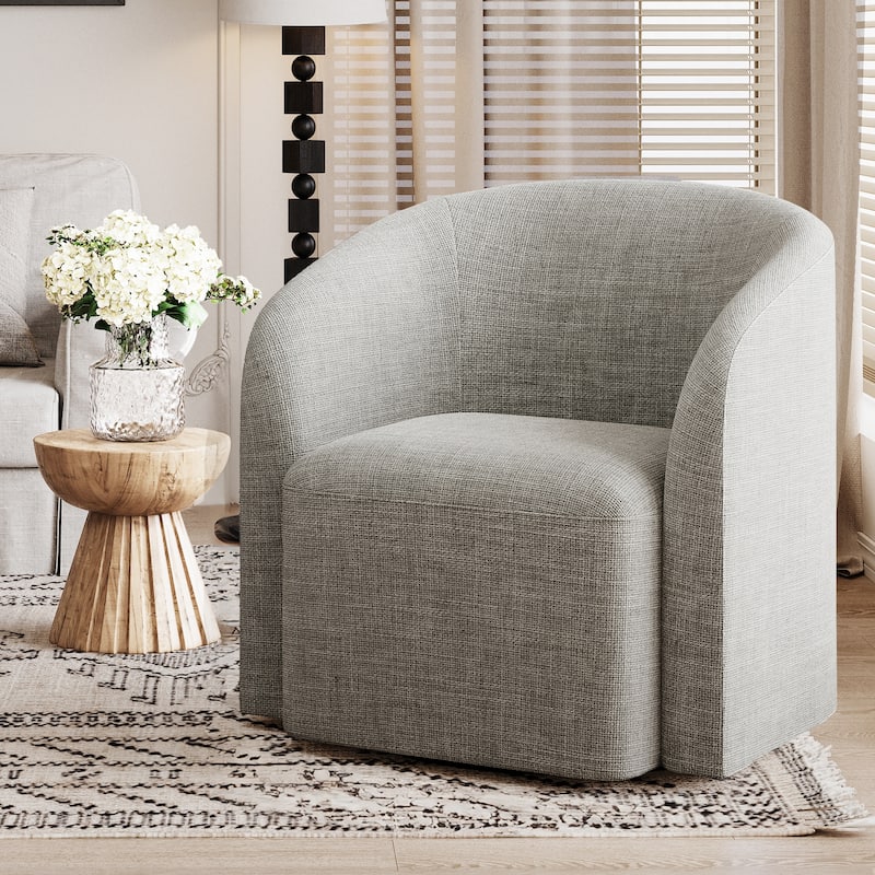 360° Glide Barrel Chair - Upholstered Swivel Accent Chair for Living Room, Bedroom & Office