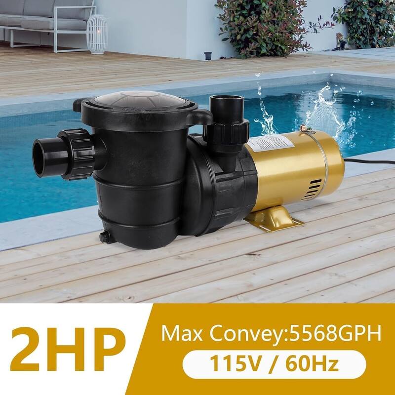 2HP Self-Priming Inground Pool Pump 8896GPH High Flow with Strainer Basket