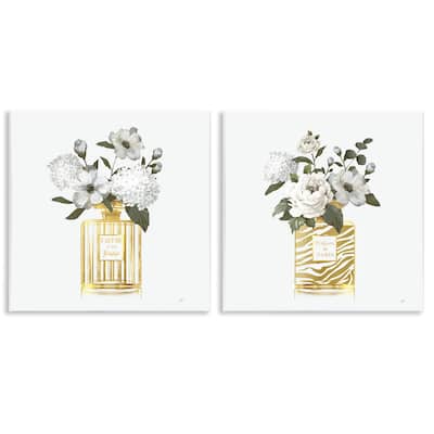 Stupell Glam Detailed Perfume Bouquets Wall Plaque Art Design By Nan (Set of 2)