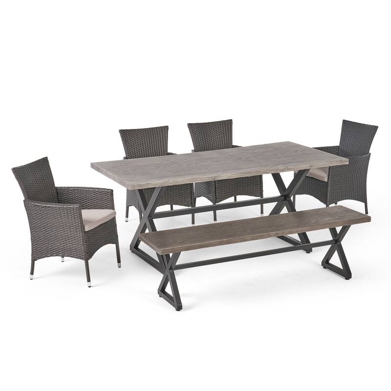 Owen Aluminum Wicker Outdoor 6-piece Dining Set by Christopher Knight Home