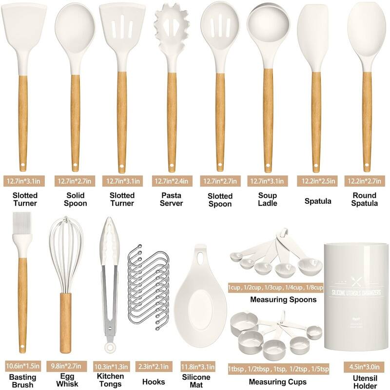 Kitchen Cooking Utensils Set, 33 pcs Non-Stick Utensils Spatula Set with Holder