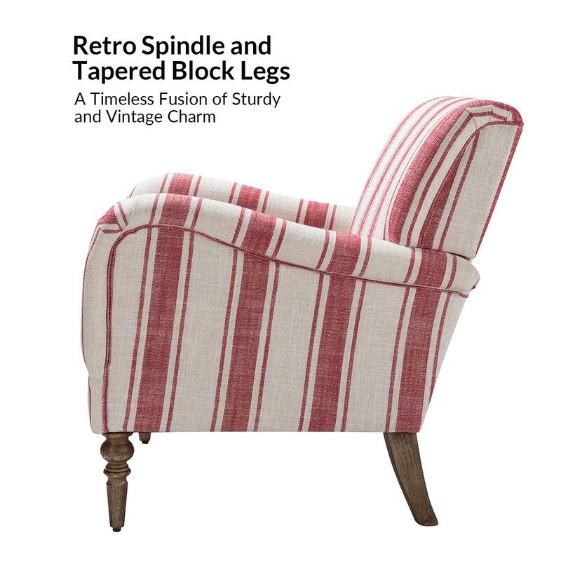 Seip Transitional Striped Arm Chair with Spindle Wood Legs Set of 2 by HULALA HOME