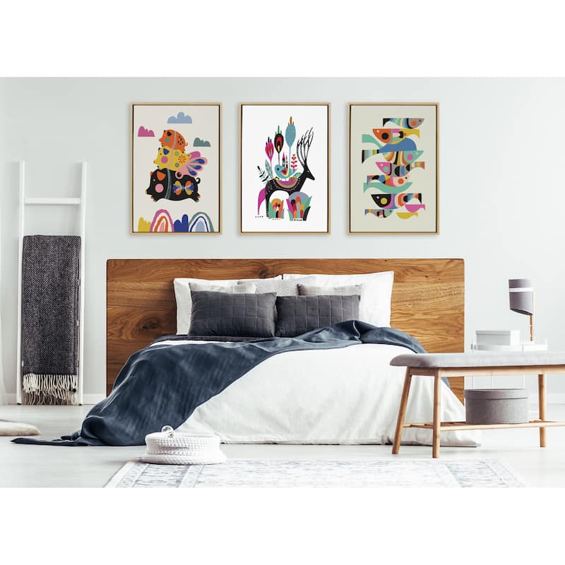 Kate and Laurel Sylvie Flying Pigs Framed Canvas by Rachel Lee