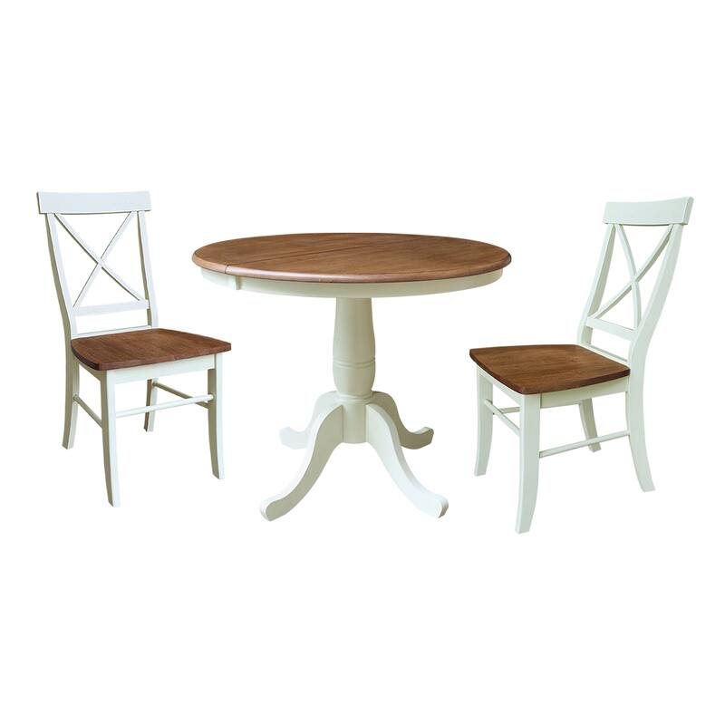 36" Round Extension Dining Table With X-back Chairs