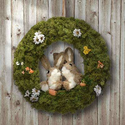 National Tree Company 15 in. Wreath with Rabbits