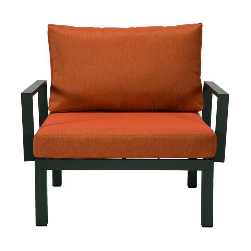 LeisureMod Hamilton Modern 2-Piece Accent Arm Chair with Removable Cushion, 2-Seater Sofa for Home Outdoor Patio Porch Garden