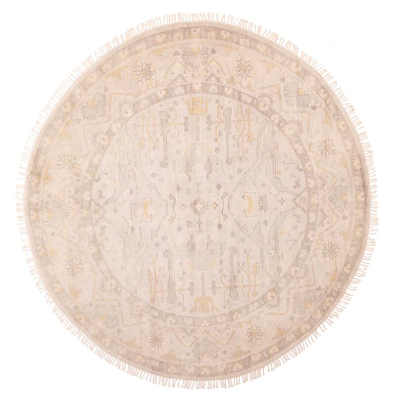ECARPETGALLERY Hand-knotted Royal Oushak Light Grey Wool Rug - 9'1 x 8'9