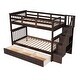 preview thumbnail 40 of 42, Multi-Functional Twin Over Twin Bunk Bed with 3 Drawers, Storage Stairs, Armrest and Full-Length Guardrails for Kids
