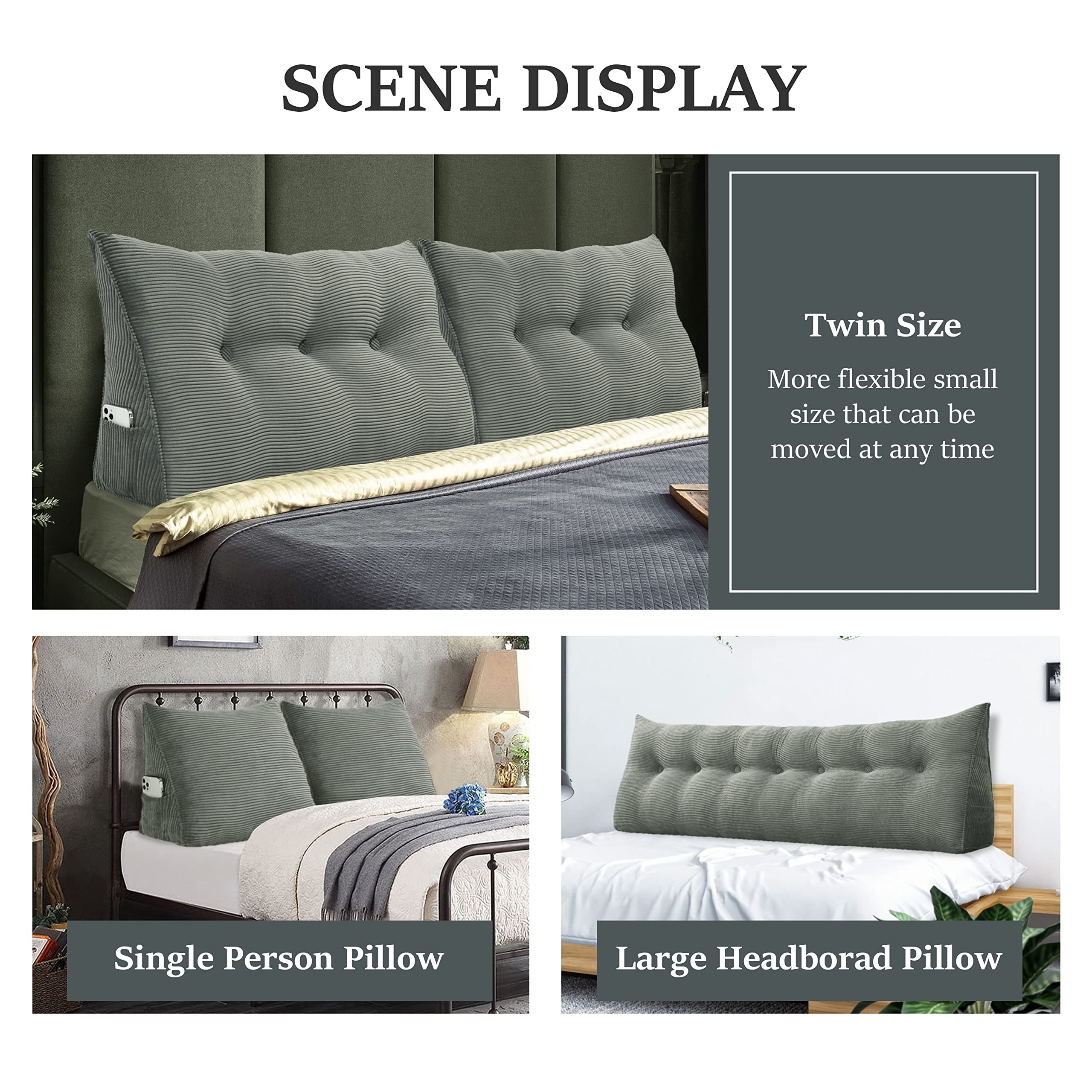 King Size Pillow Headboard VERCART Large Bolster Headboard Pillow - Main Image