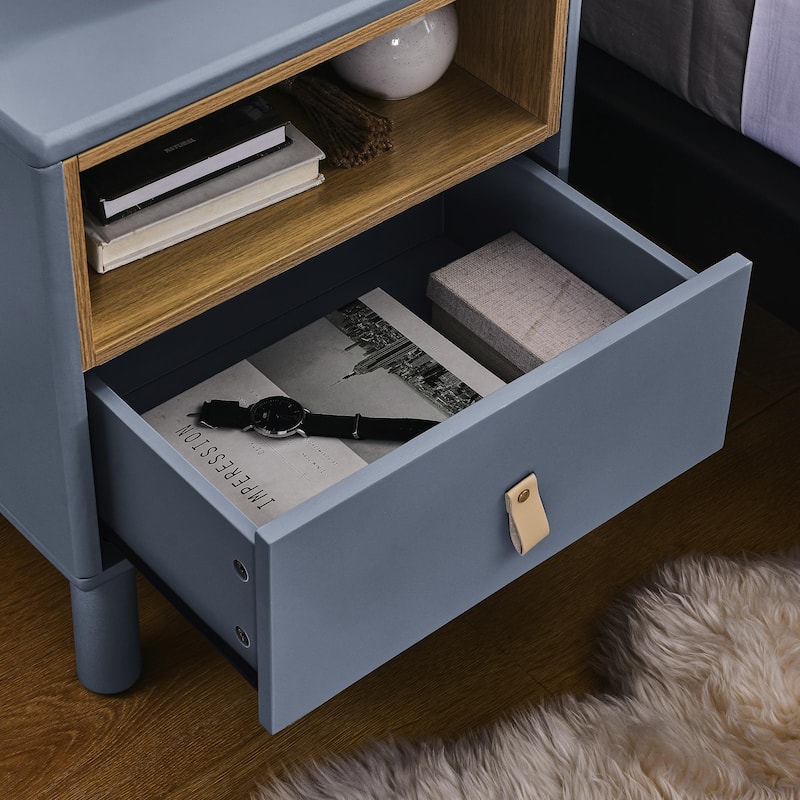 Modern Single-Drawer Bedside Table, Bedroom Nightstand, Wooden, Compact, Nordic Style