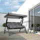 preview thumbnail 1 of 23, Outsunny Outdoor Patio Porch Swing Bench with Included Adjustable Shade Awning & Comfort Padded Seating for Three People Black
