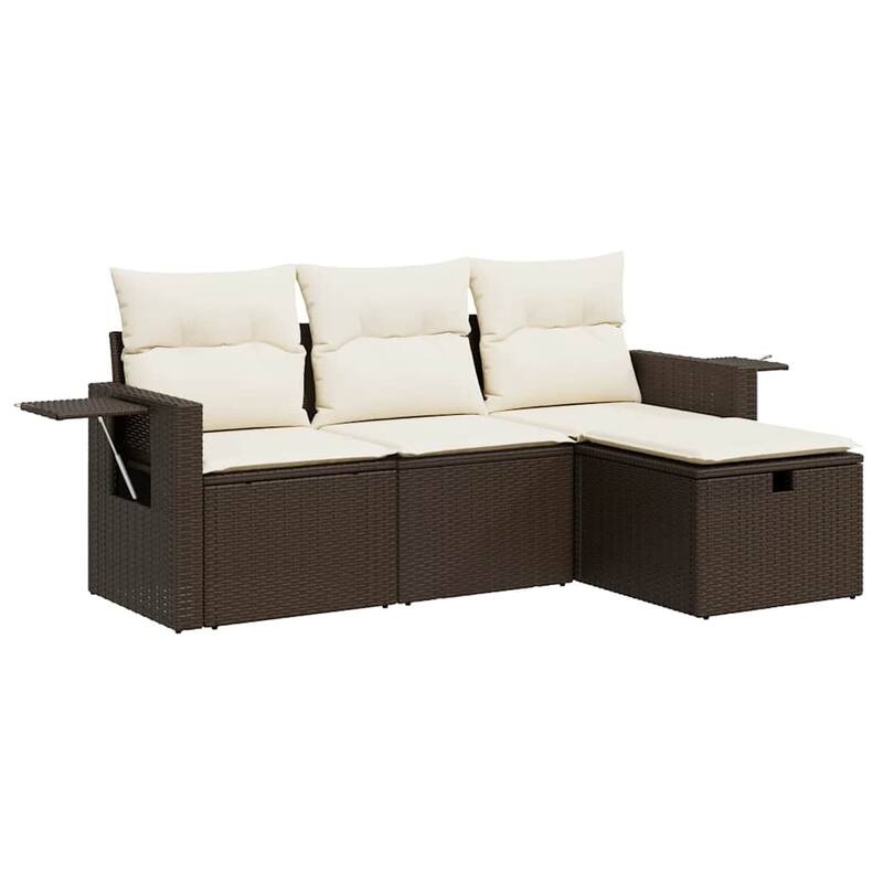 vidaXL Garden Sofa Set Brown, Cream White - 21.7 x 21.7 x 14.6