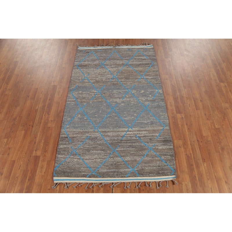 Trellis Moroccan Oriental Area Rug Hand-Knotted Wool Carpet - 4'0"x 6'10"