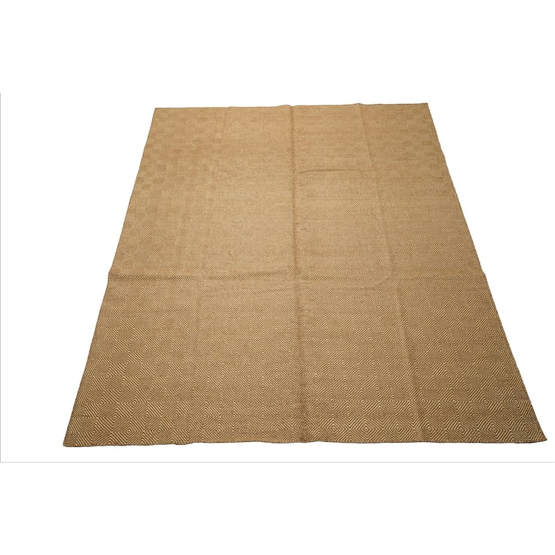 8x10 Hand Woven Wool Gold Kilim Modern & Contemporary Flatweave Rug - 8' x 10'