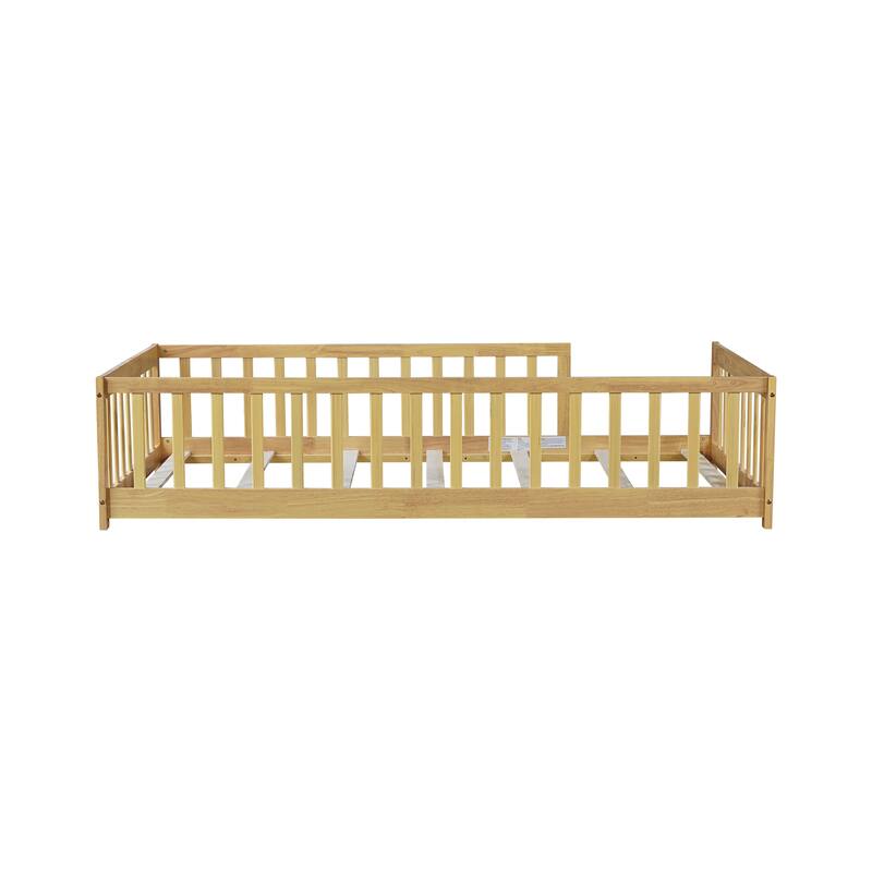 Safe and Fun Floor Bed with Fence for Kids