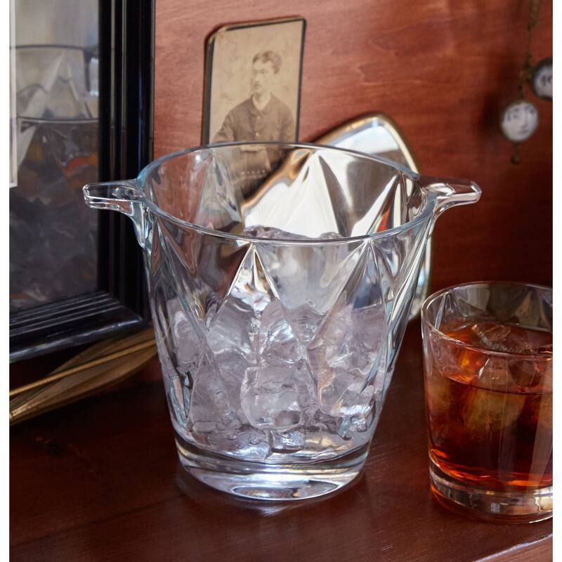 Glass Ice Bucket - Round W/ Handles-6" Height - 6" Height