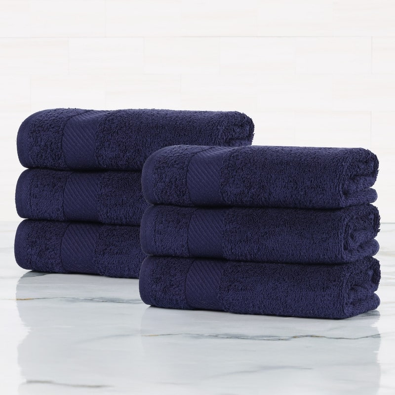 Superior Luxury Solid Highly Absorbent Egyptian Cotton Hand Towel - (Set of 6)