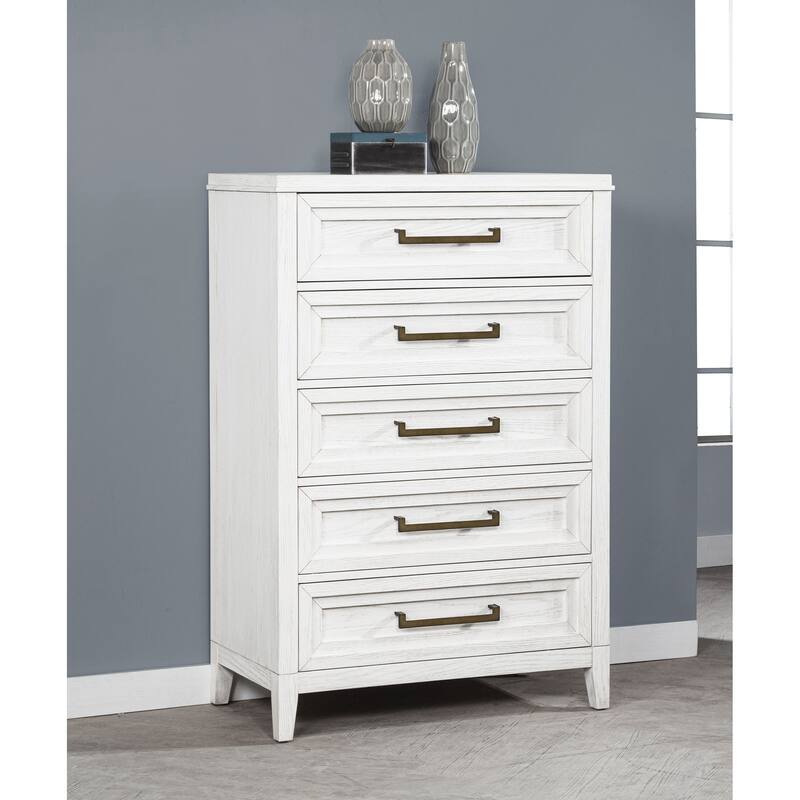 Marielle 5-drawer Bedroom Chest Distressed White